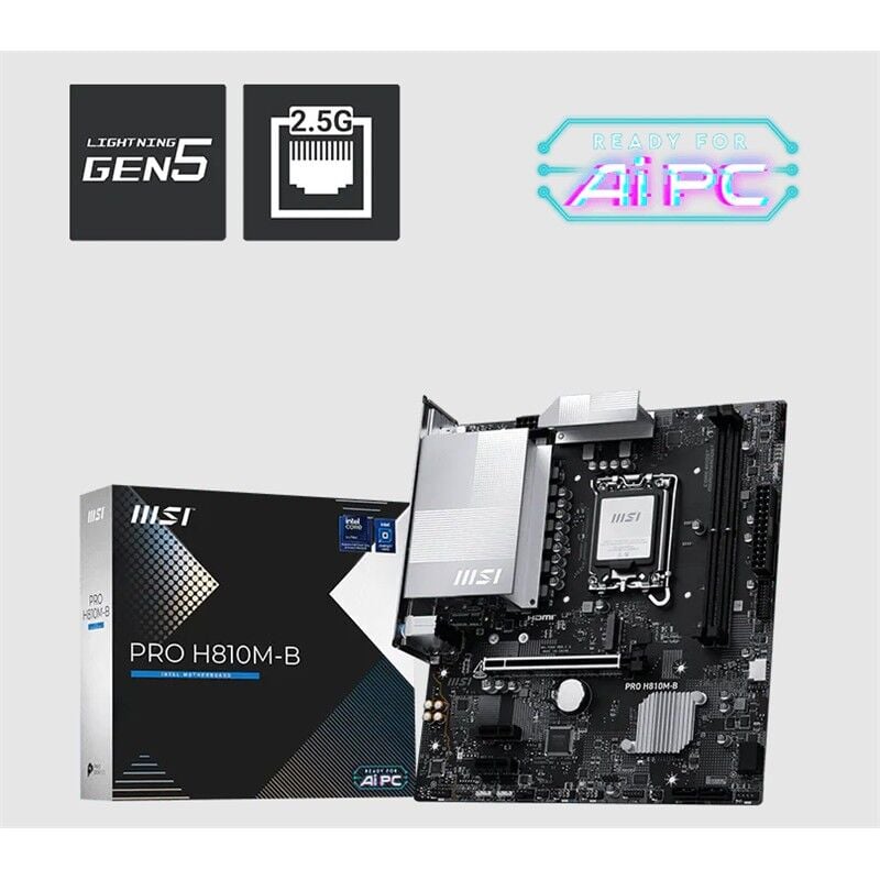 MSI PRO H810M-B DDR5 6400MHZ 1XHDMI 1XDP 1XM.2 MATX 1851P (INTEL ULTRA PROCESSORS SERIES 2)