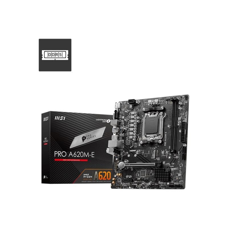 MSI PRO A620M-E DDR5 6800MHZ 1XVGA 1XHDMI 1XM.2 USB 3.2 MATX AM5 (AMD AM5 9000/8000/7000 SERİLERİ İLE UYUMLU)