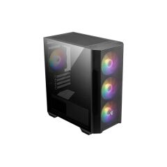 MSI MAG FORGE M100R TEMPERLI CAM ARGB PSU YOK 3X120MM 1X120MM ARGB FAN GAMING KASA SİYAH