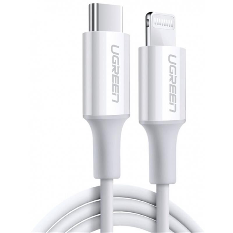 UGREEN TYPE-C TO LIGHTNING 3A PD MFİ SERTİFİKALI HIZLI ŞARJ KABLOSU (10493) 1 MT BEYAZ