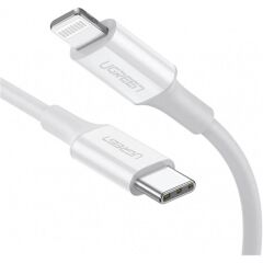 UGREEN TYPE-C TO LIGHTNING 3A PD MFİ SERTİFİKALI HIZLI ŞARJ KABLOSU (10493) 1 MT BEYAZ