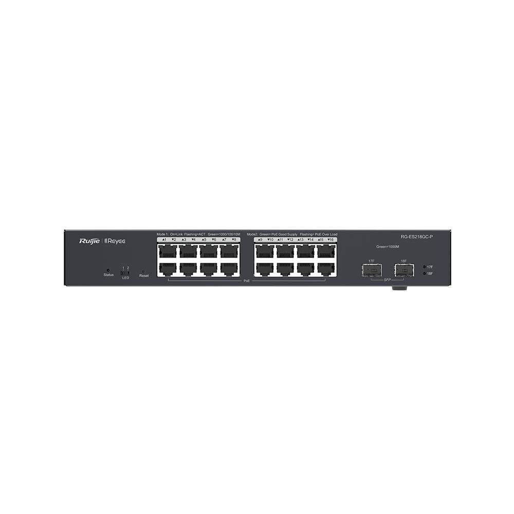 RUIJIE REYEE RG-ES218GC-P 16 PORT GIGABIT +2XGB SFP UPLINK CLOUD YÖNETİLEBİLİR 240W POE SWITCH