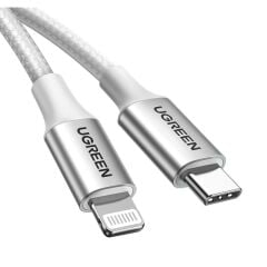 UGREEN TYPE-C TO LIGHTNING 3A PD MFİ SERTİFİKALI ÖRGÜLÜ HIZLI ŞARJ KABLOSU 2 METRE GÜMÜŞ 70525
